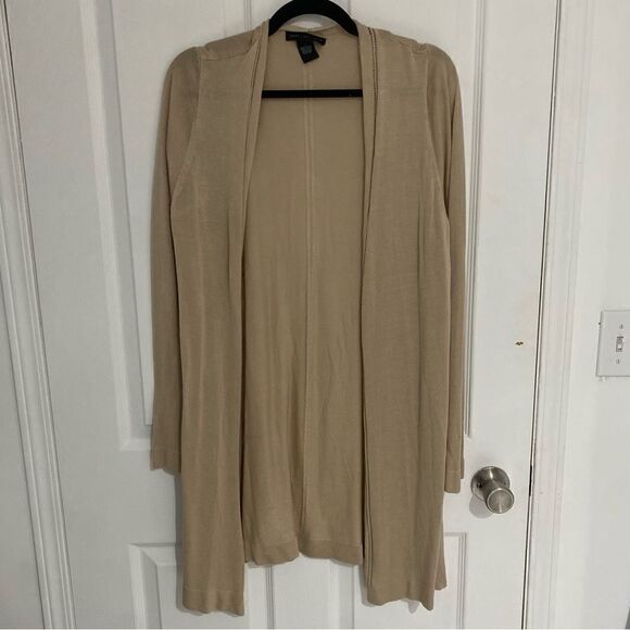 Joan Vass New York Rayon Open Front Drape Longline Cardigan Womens Size Large - Picture 1 of 4